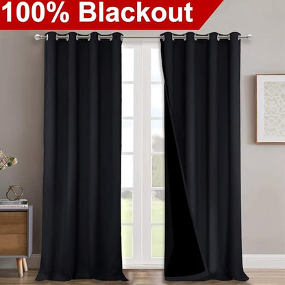 NICETOWN Cold Blocking 100% Blackout Curtains, Durable Black Lined Blackout - Image 2