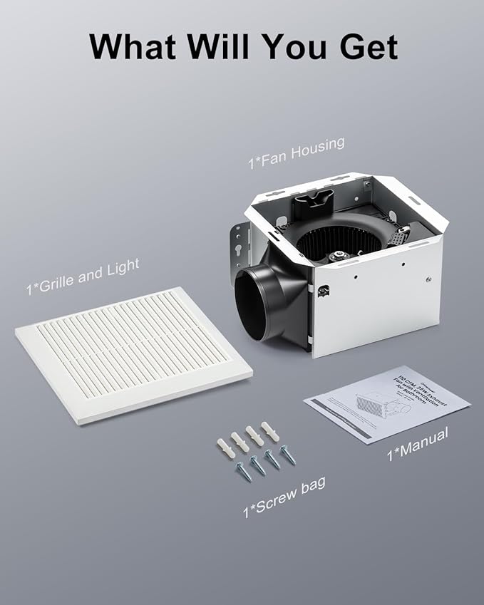 GROWNEER Bathroom Exhaust Fan, 110 CFM 1.0 Sone Bathroom Fan No Attic Access - Image 6