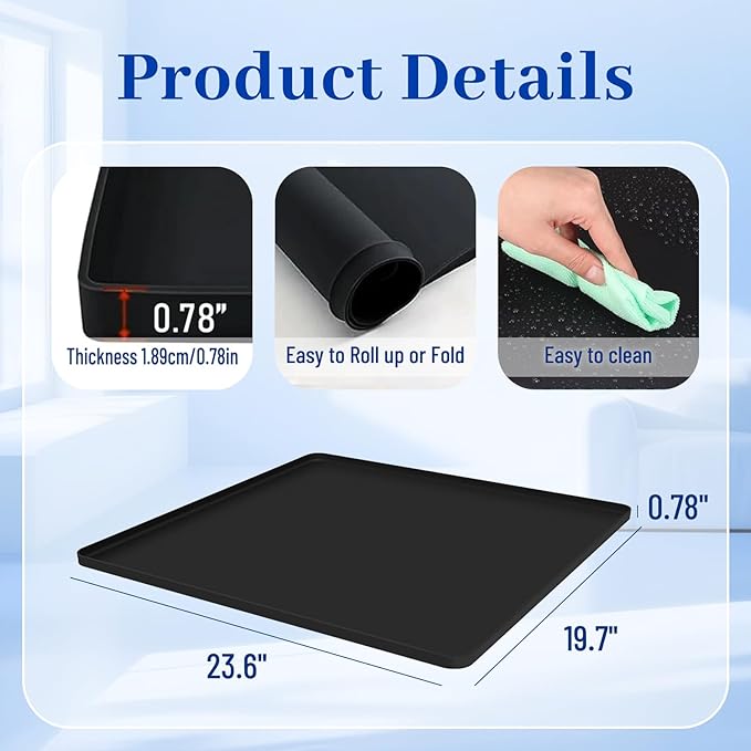 Dehumidifier Drip Mat, 23.6'' x 19.7'' x 0.78'' Humidifier Silicone Drip Mat - Image 2