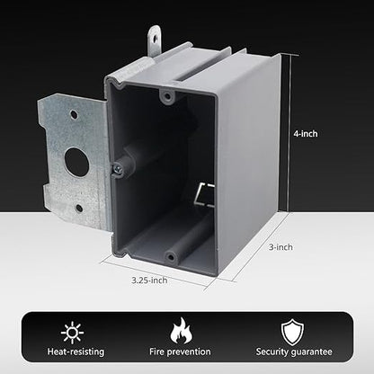 MAKERELE 1-Gang Adjustable Outlet Box Plastic, PVC Grey Electrical Switch - Image 3