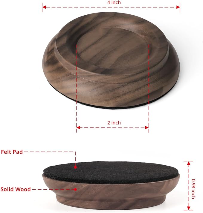 Upright Piano Caster Cups, Furniture Leg Pad Set of 4, - Image 3