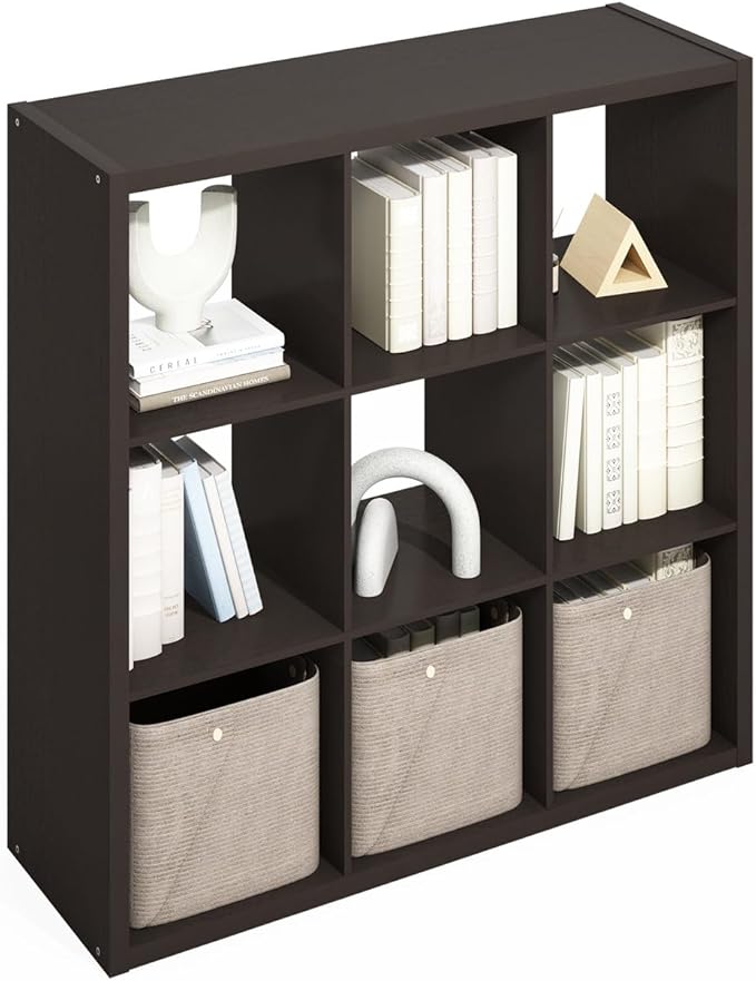 Furinno Simple Cube Storage Organizer, 9-Cube Display Shelf, Open Back Shelving - Image 5