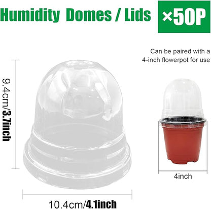 50 Pack Clear Plant Pot Domes, Transparent Seedling Domes Compatible - Image 2