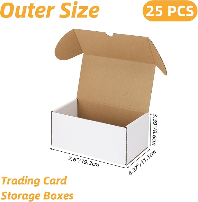 Bulk 200 Capacity Card Toploaders Storage Box, in Total 25 Pack Brown White - Image 3