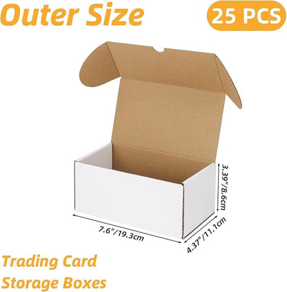 Bulk 200 Capacity Card Toploaders Storage Box, in Total 25 Pack Brown White - Image 3