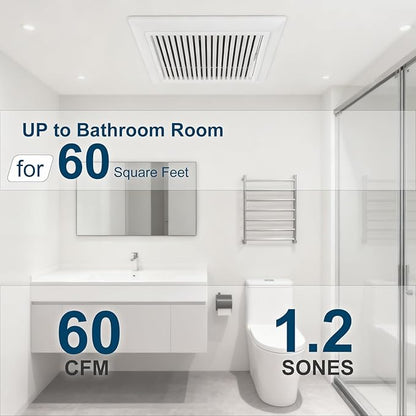 Bathroom Exhaust Fan 60 CFM 1.2 Sone, 3 Inch Duct, Quiet Energy Saving - Image 2