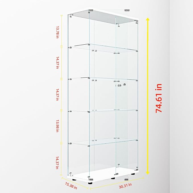 Yoluckea 5-Tier Glass Display Cabinet - Image 2