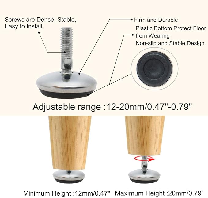 uxcell M6 x 18 x 30mm Leveling Feet Adjustable Leveler Floor Protector Support - Image 4