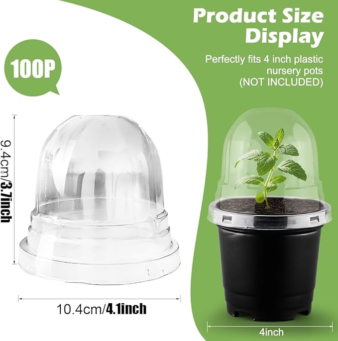 Humidity Domes for 4 Inch Pots, 100 Pack Transparent Plant Dome Covers - Image 6