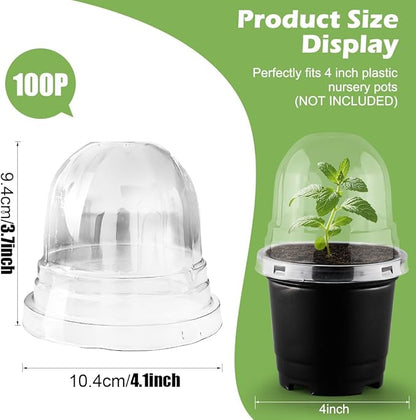 Humidity Domes for 4 Inch Pots, 100 Pack Transparent Plant Dome Covers - Image 6