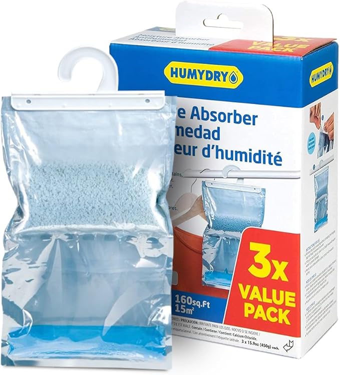 HUMYDRY Hanging Moisture Absorber Bags, 6 Packs of 3 Unscented 15.9 Oz by Humydrymoistureabsorbers