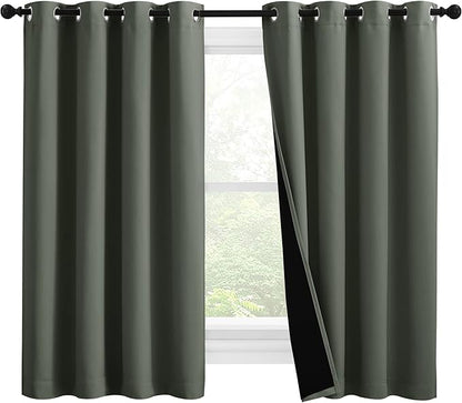 NICETOWN 100% Blackout Curtains 57 inches Long, Double-Deck Completely Blackout by NICETOWN