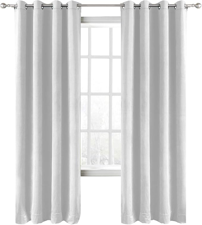 ChadMade Blackout Lined Premium Velvet Curtain Off White 84Wx72L Inch, Eyelet by ChadMade