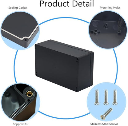 2 Pack Project Box IP65 Waterproof Junction Box ABS Plastic Black Electrical - Image 5