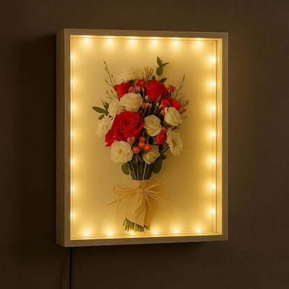Dried Flowers Shadow Box with LED Light Changeable Picture Display & Storage by LuxRound