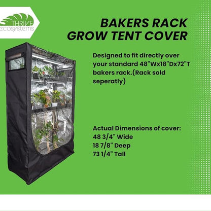 48"x18"x72" Grow Tent Cover for Baker's Rack – Clear Front Door, Adjustable - Image 3