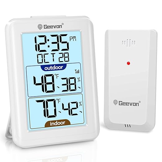 Geevon Digital Hygrometer Indoor Outdoor Thermometer Wireless by GEEVON