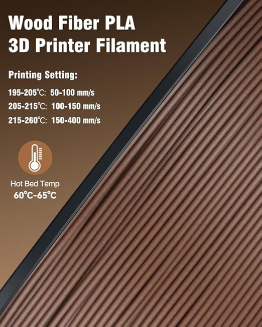 Real Wood Fiber PLA Filament 1.75mm, Natural Matte Texture, 1kg SUNLU 3D - Image 7