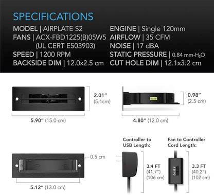 AC Infinity AIRPLATE S2, Quiet Cooling Blower Fan System 6" - Image 6