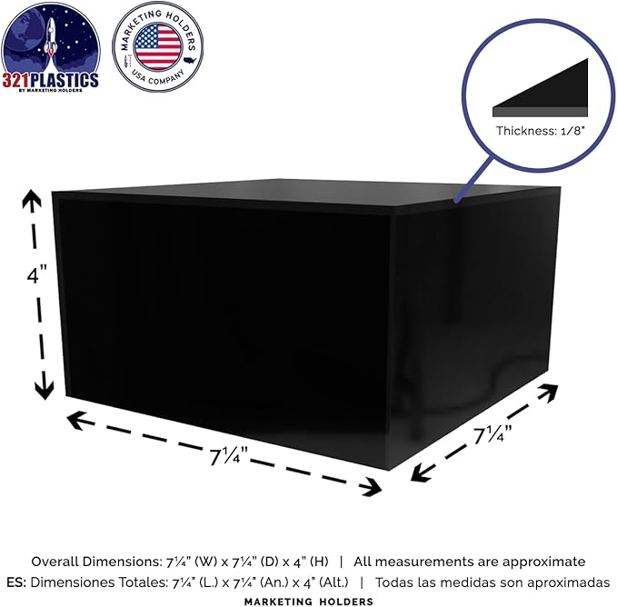 6 Pack Black Acrylic Display Box Versatile 5 Sided Pedestal Merchandise Storage - Image 6
