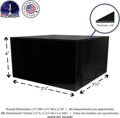2 Pack Black Acrylic Display Box Versatile 5 Sided Pedestal No Lid 7.25" x - Image 6