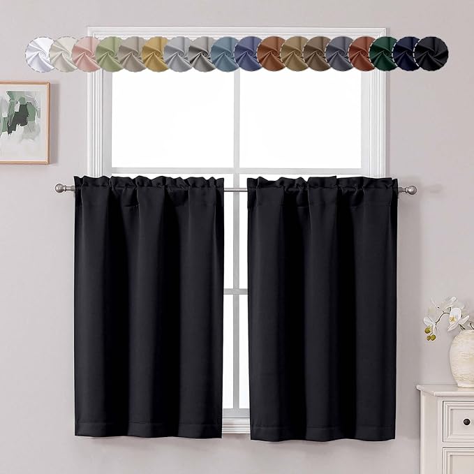 Chyhomenyc Short Black Out Curtains 36 Inch Length, Small Blackout Curtain Tier by Chyhomenyc