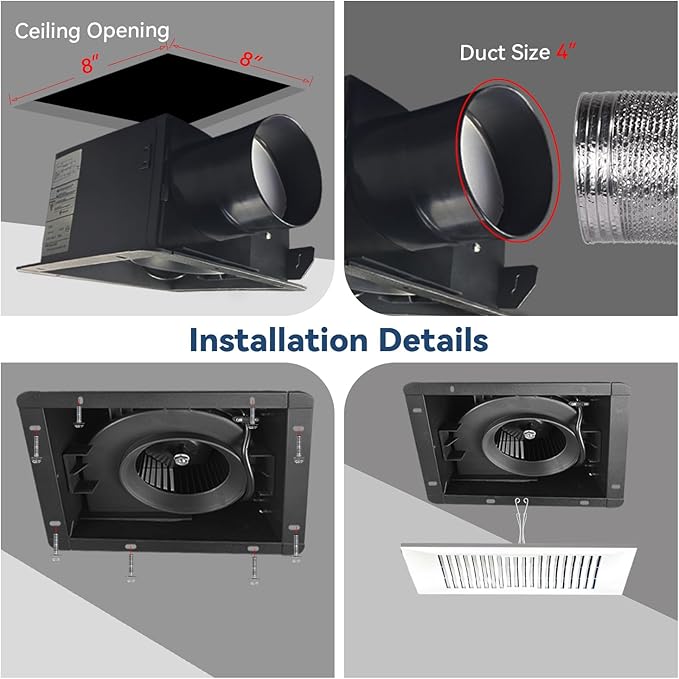 Bathroom Exhaust and Ventilation Fan 88CFM, Ultra-quiet Bath Fan Ceiling Mount - Image 7