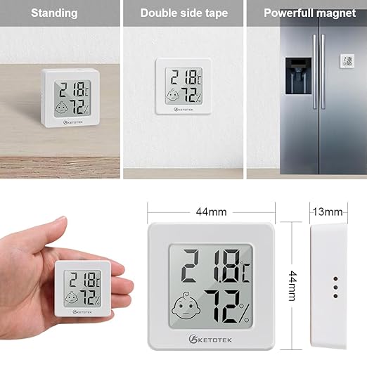 KETOTEK 5 Pack Thermometer Room Hygrometer Indoor Mini Temperature and Humidity - Image 6