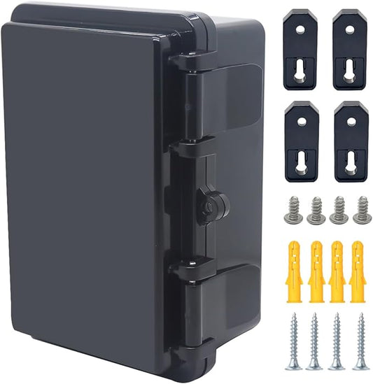 Junction Box, Hinged Black Cover IP67 Waterproof ABS Project Box by Otdorpatio