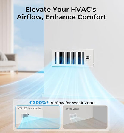VELLEE Quiet Register Booster Fan Fits 4" x 12", 10-Speed Smart Heating Cooling - Image 8