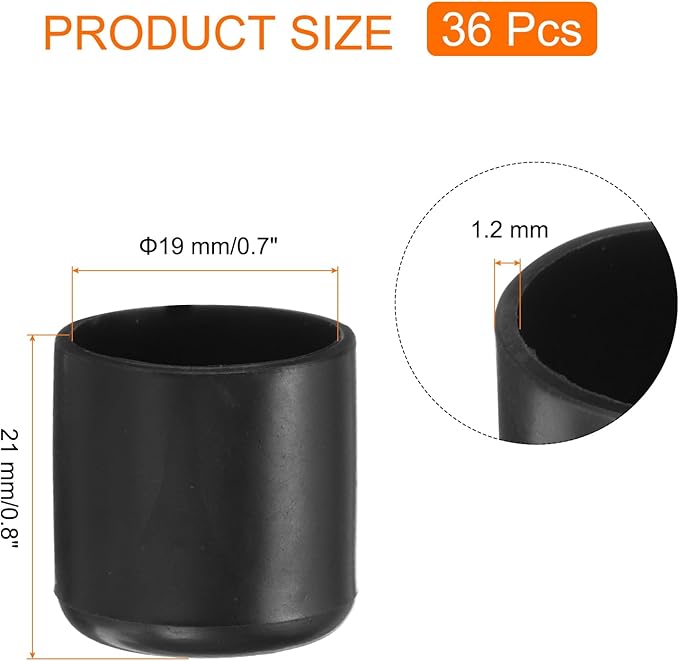 uxcell 36pcs Round Chair Leg Caps 19mm/0.7" PVC Chair Leg Floor Protectors - Image 2