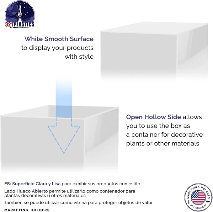 Acrylic Display Riser Box White Tall Acrylic Cube Pedestal Art Sculpture 12" x - Image 5