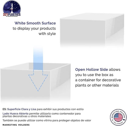 Marketing Holders Acrylic Display Riser Box White Pedestal 12" x 12" x 40" No - Image 4