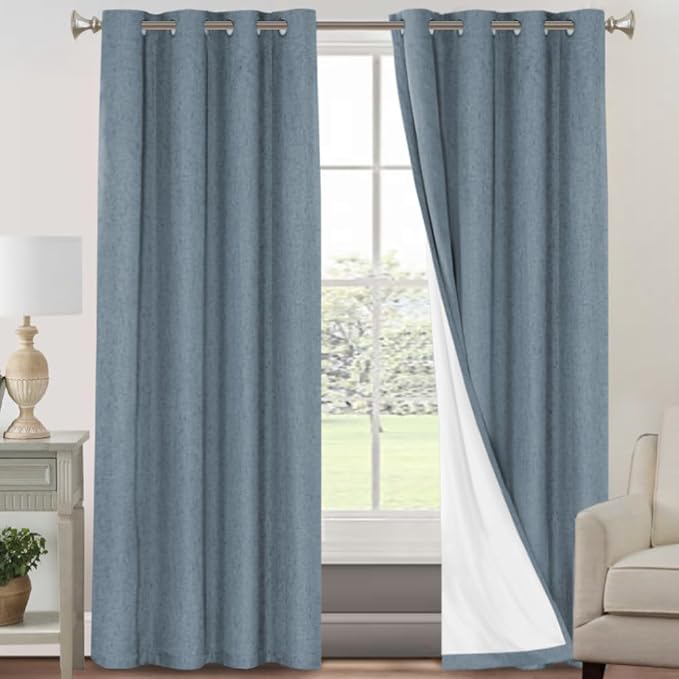 PrinceDeco 100% Blackout Linen Textured Curtains by PrinceDeco