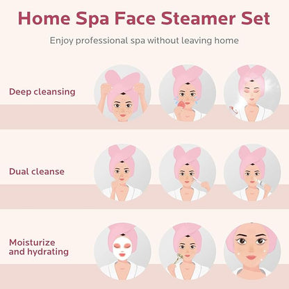 Facial Steamer Skin Care Kit: Face Steamer Home Spa Deep Cleaning Unclogs Pores - Image 8
