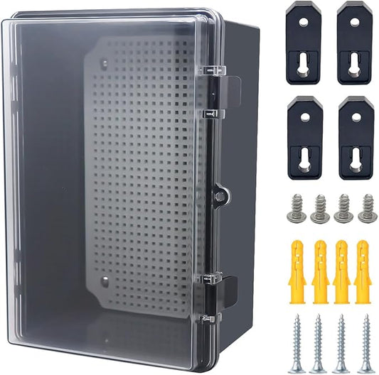 Junction Box, Hinged Black Clear Cover IP67 Waterproof ABS Project Box by Otdorpatio