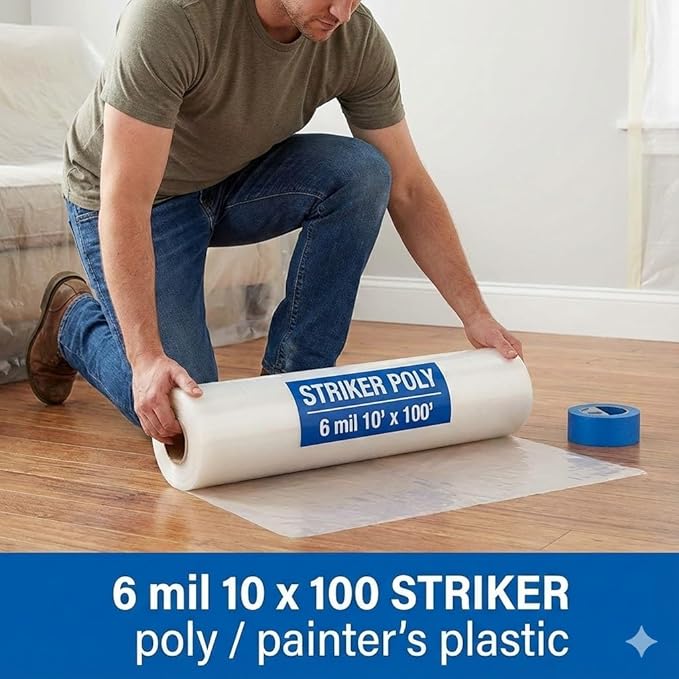 STRIKER Plastics Clear 6 Mil Plastic Sheeting 10' x 100' – Heavy Duty Poly - Image 2
