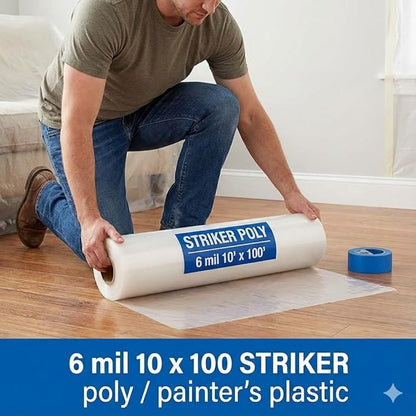 STRIKER Plastics Clear 6 Mil Plastic Sheeting 10' x 100' – Heavy Duty Poly - Image 2