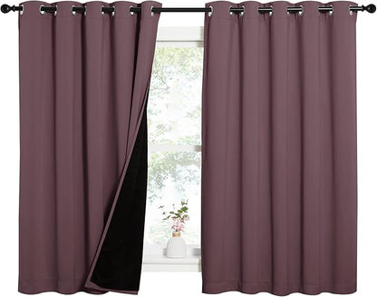 NICETOWN Dry Rose 100% Blackout Lined Curtains, 2 Thick Layers Completely - Image 2