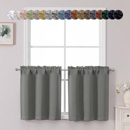 Chyhomenyc Light Grey Short Blackout Curtains 30 Inch Length, Small Kitchen by Chyhomenyc