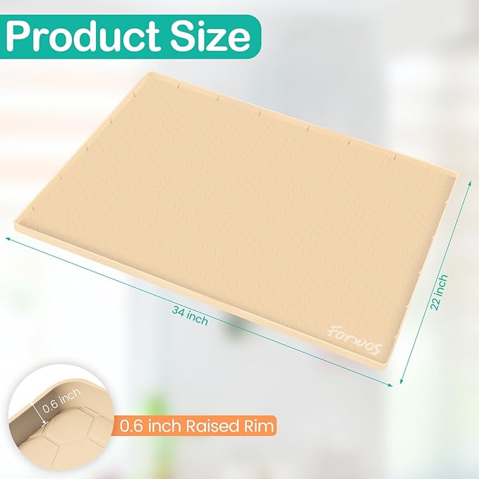 Waterproof Under Sink Mat 34" x 22", Silicone Cabinet Liner, Rubber Protector - Image 2