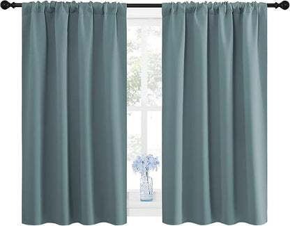 NICETOWN Greyish Blue Blackout Curtains Panels - Image 2