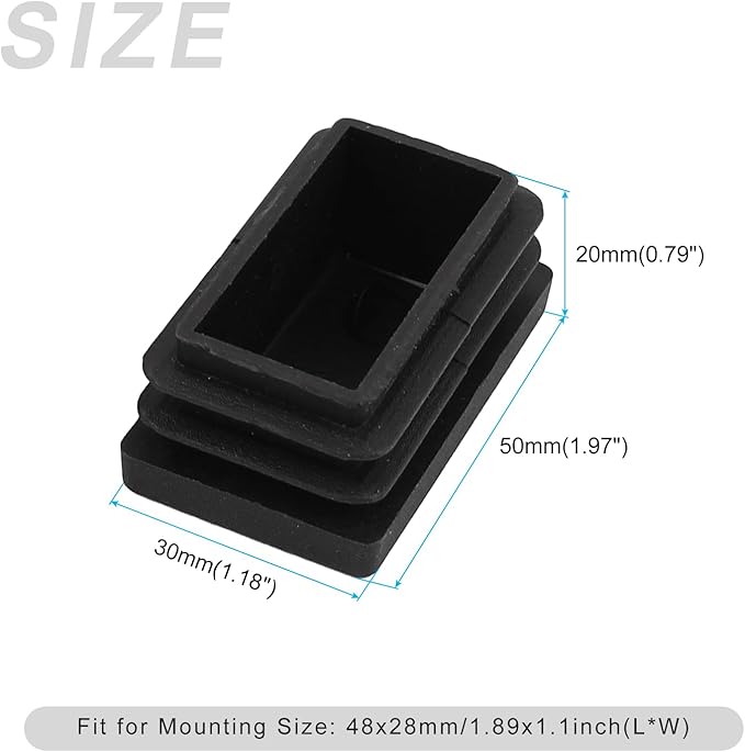 METALLIXITY Rectangle End Caps 12Pcs, Plastic Rectangle Tube Inserts Threaded - Image 2