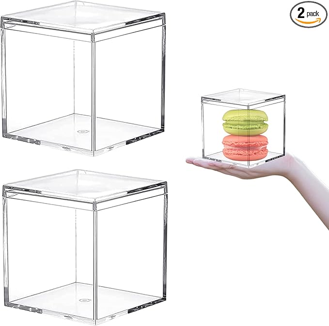 KissYou Acrylic Box with Lid 2 Packs Clear Display Boxes Stackable Storage Bins by KissYou