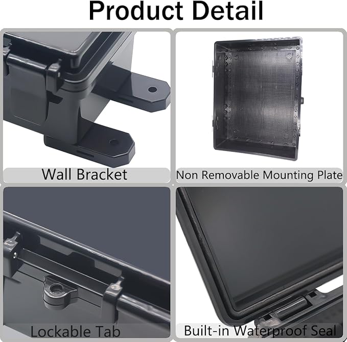 Junction Box, Hinged Black Cover IP67 Waterproof ABS Project Box - Image 4