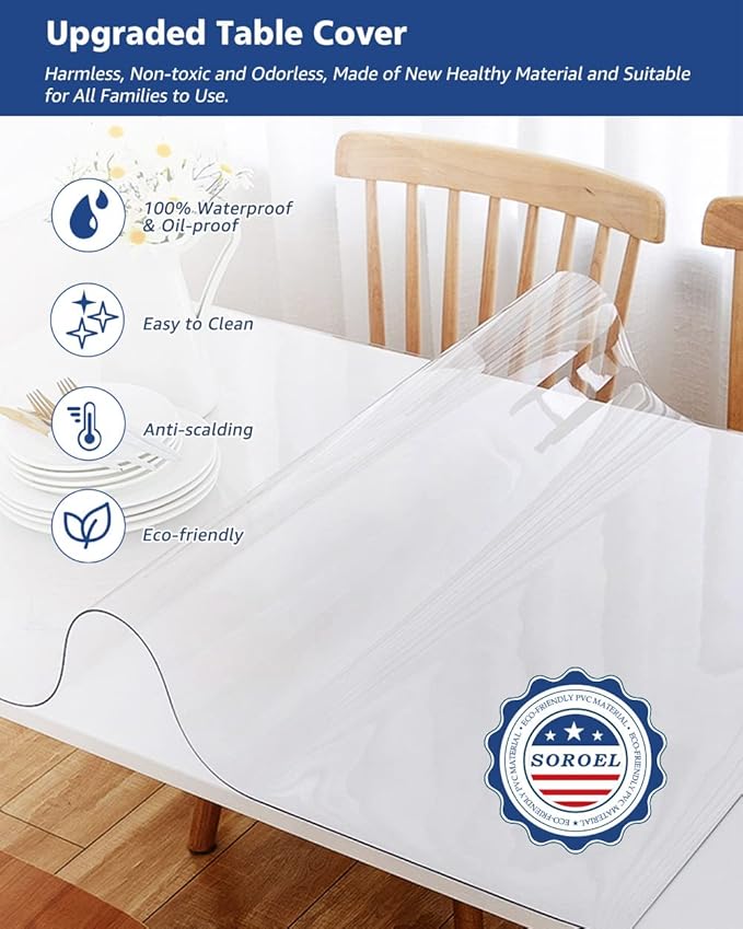48X48 Inch Clear Plastic Vinyl Tablecloth - Image 2