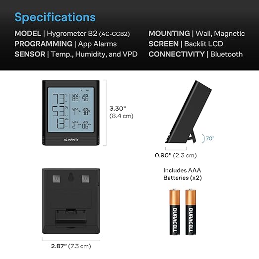AC Infinity Temperature Humidity VPD Smart Hygrometer B2 - Image 6