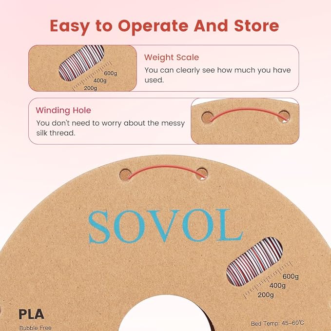 Sovol PLA Filament Silk Tri Color Co-Extrusion 1.75mm, 3D Printer Filament 1kg/ - Image 5