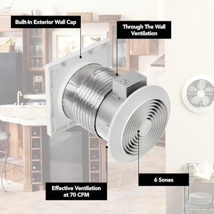 Broan-NuTone 512M Through-the-Wall Ventilation Fan White Cover, 6-Inch 70 CFM - Image 2