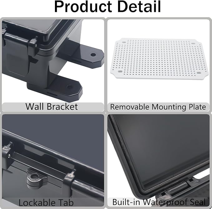 Junction Box, Hinged Black Clear Cover IP67 Waterproof ABS Project Box - Image 4